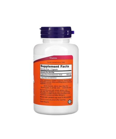 Now Foods Paba 500 Mg 100 Capsules - Buy Online on GoSupps.com