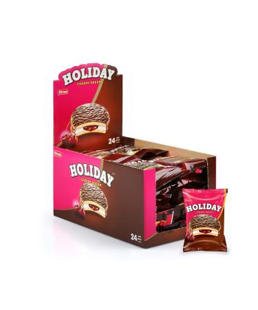 Elvan Holiday Cherry Sandwich Biscuits 30 Gr. 24 Pieces (1 PACK)