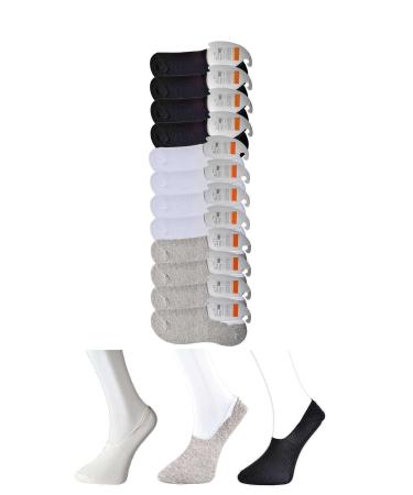 Skygo Black Grey and White Men's Ballerina Socks 12 pairs