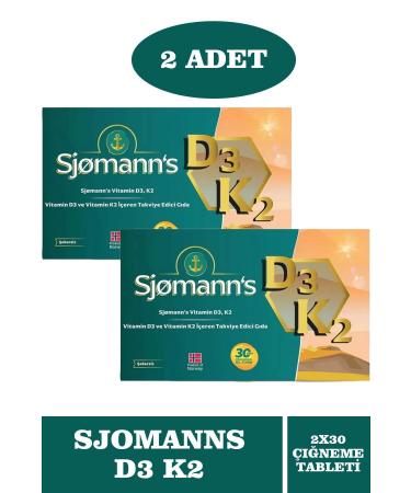 Sjomann's D3k2 Chewable Gel 30 Tablets 2 Pieces
