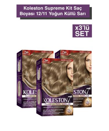 Wella Koleston Supreme Kit Hair Dye 12/11 Intense Ash Blonde X3 Set