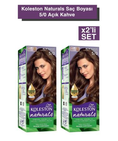 Wella Koleston Naturals Hair Dye 5/0 Light Brown X2 Set
