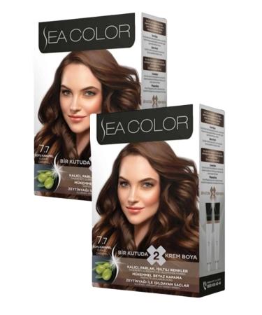 Sea Color 7/7 Hair Dye Dark Caramel 100 Ml x 2 Boxes