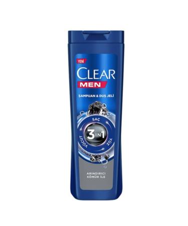 Clear Men Shampoo & Shower Gel 3in1 Body Hair Face Purifying Charcoal 350 ml