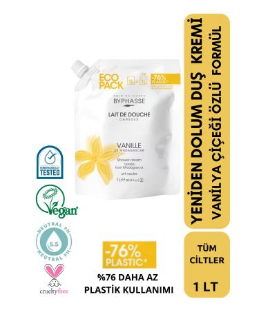 BYPHASSE Caresse Vanilla Flower Creamy Shower Gel Economic Refill Pack 1000ml