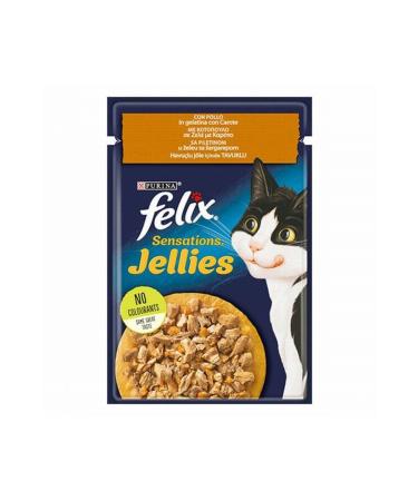 FELIX Pouch Sensations Jellies Chicken and Carrot Adult Cat Canned Food 12 Pieces 85 gr - Petshopun