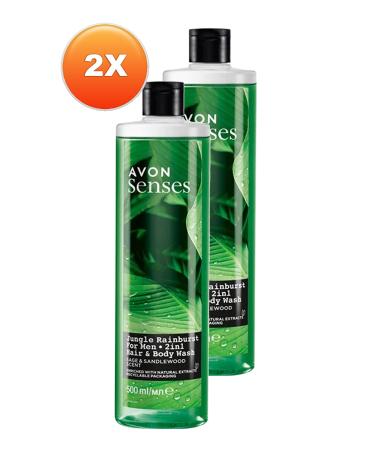 Avon Senses Sage and Sandalwood Scented Men's Hair and Body Shampoo 500 Ml. Set of Two - Buy Online on GoSupps.com
