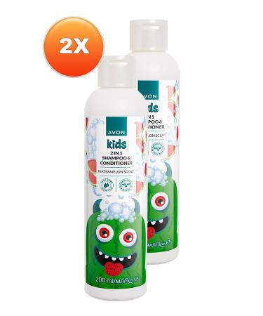 Avon Kids 2 in 1 Watermelon Scented Children's Hair Conditioner and Shampoo 200 Ml. Set of Two - Buy Online on GoSupps.com