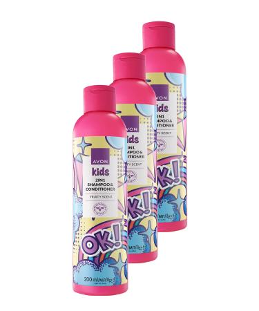 Avon Kids OK 2 in 1 Fruit Scented Shampoo and Conditioner 200 Ml. Triple Set
