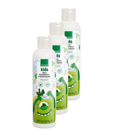 Avon Kids 2 in 1 Apple Scented Shampoo and Conditioner for Children 200 Ml. Triple Set