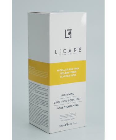 Licape Micellar Glycolic Acid Aha-Bha Peeling Tonic 200ml - Buy Online on GoSupps.com