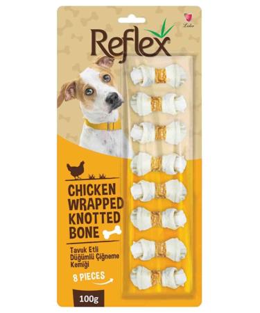Reflex Chicken Meat Knotted 8 Dog Reward Bones 100 gr