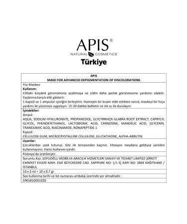 Apis Natural Cosmetics Anti-Spot and Skin Tone Equalizing Brightening Mask - Buy Online on GoSupps.com