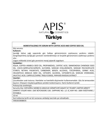 Apis Natural Cosmetics Caffeic Acid & Coffee Bean Oil Eye Serum - 10ml - Buy Online on GoSupps.com