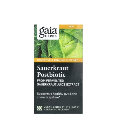 Gaia Herbs Sauerkraut Postbiotic 60 Vegan Liquid Phyto-Caps usa vers.23443
