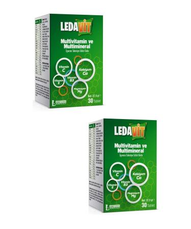 DermoExpress Ledavit Multivitamin Mineral 30 Tablets (CALCIUM MAGNESIUM ZINC IRON ETC.) 2 Boxes