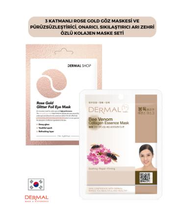 Dermal 3-Layer Rose Gold Eye Mask with Smoothing Repairing Firming Bee Venom Collagen