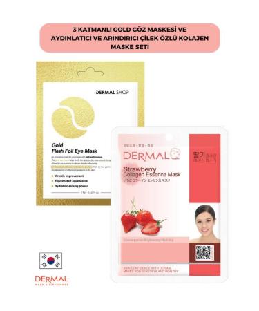 Dermal 3 Layer Gold Eye Mask and Brightening and Purifying Strawberry Extract Collagen Mask Set