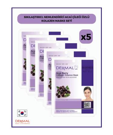 Dermal Firming Moisturizing Acai Berry Extract Collagen Mask 23 Gr 5 Pieces