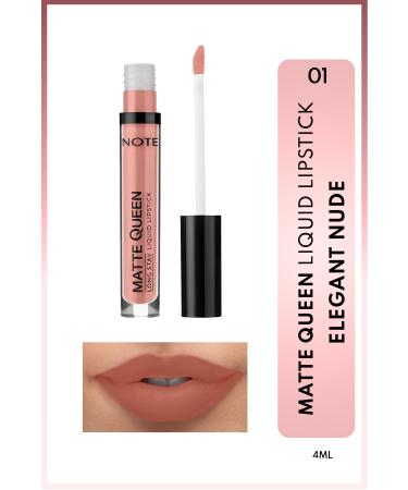 Note Cosmetics Matte Queen Lipstick Permanent Matte Liquid Lipstick - 01 Elegant Nude - Nude