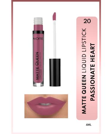 Note Cosmetics Matte Queen Lipstick Permanent Matte Liquid Lipstick - 20 Passionate Heart - Purple