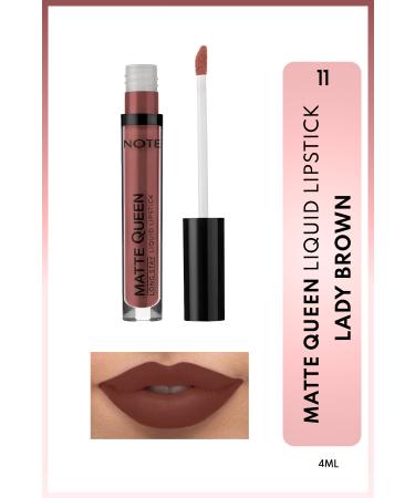 Note Cosmetics Matte Queen Lipstick Permanent Matte Liquid Lipstick - 11 Lady Brown - Brown