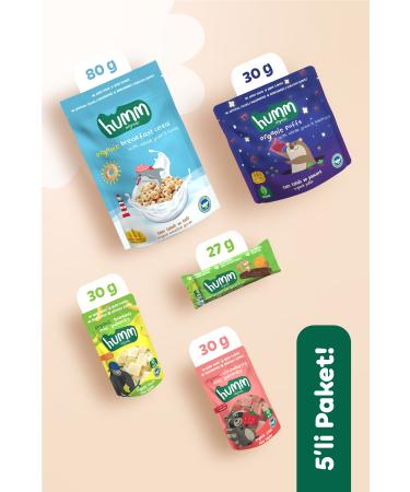 Humm Organic Organic Breakfast & Snack Pack - 5 Pieces (5 TYPES)