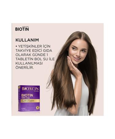 Bioxcin Biotin 5.000 Mcg 30 Tablets - Biotin Zinc 15 Mg Hair and Nail Vitamin - Buy Online on GoSupps.com