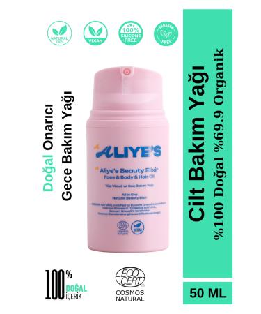 aliyes beauty elixir 0 Natural Night Care Oil - Face Body and Hair Care Oil - Ecocert Cosmos Natural Certified