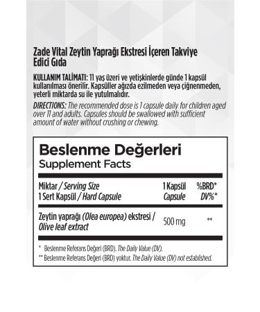 Zade Vital Olive Leaf Extract 60 Capsules - Buy Online on GoSupps.com
