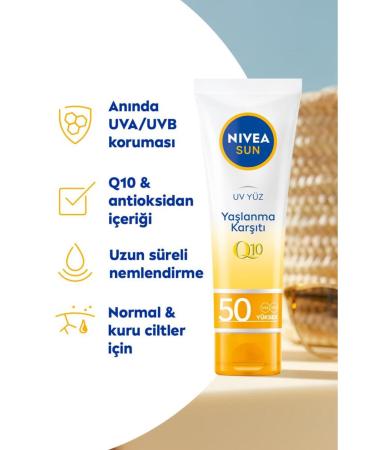 NIVEA Sun Anti-Aging Face Cream 50ml Spf50 High Sun Protection Wrinkle Prevention - Buy Online on GoSupps.com