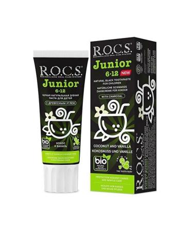 ROCS Rocs Junior 6 12 Years Old Coconut Vanilla Flavored Fluoride-Free Toothpaste 60 ml