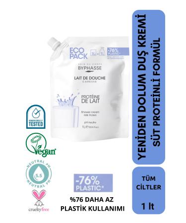 BYPHASSE Caresse Milk Protein Cream Shower Gel Economic Refill Pack 1000ml