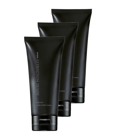 Avon Attraction Desire Men's Hair and Body Shampoo 200 Ml. Triple Set