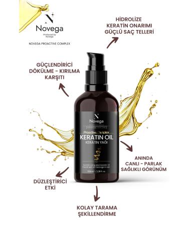 Novega Hydrolyzed Keratin Oil - Repairing Nourishing & Straightening for Extremely Damaged Lifeless Hair 100ML - Buy Online on GoSupps.com