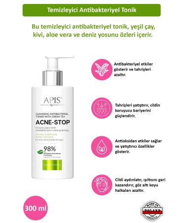 Apis Natural Cosmetics Anti-bacterial Acne Cleansing Tonic - Green Tea - 300ml