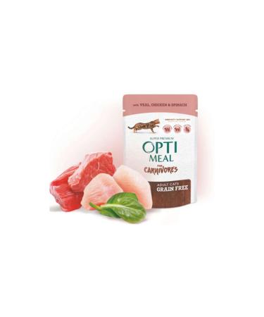 OptiMeal SUPER PREMIUM CHICKEN FILLET IN SPINACH SAUCE GRAIN-FREE POUCH CAT MAM 524130