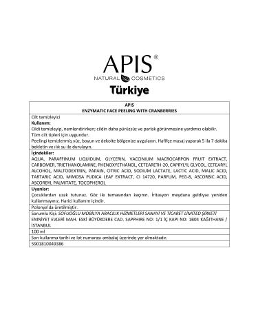 Apis Natural Cosmetics Cranberry Enzymatic Facial Peeling - 100ml - Buy Online on GoSupps.com
