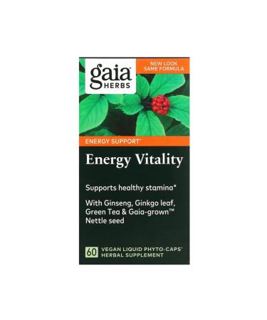Gaia Herbs Energy Vitality 60 Vegan Liquid Phyto-Caps usa vers.2344
