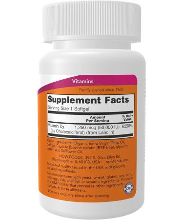 Now Foods Now Foods Vitamin D3 Max Potency 50 000 IU 50 Softgels - Imported - Buy Online on GoSupps.com