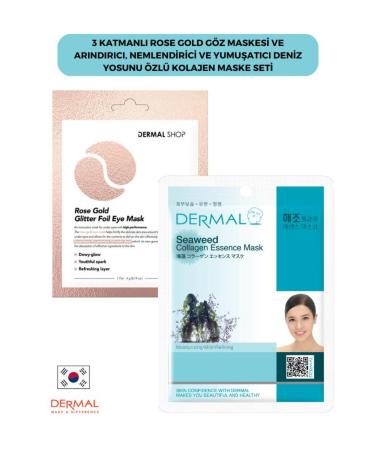 Dermal 3 Layer Rose Eye Mask and Moisturizing Softening Seaweed Extract Collagen Mask