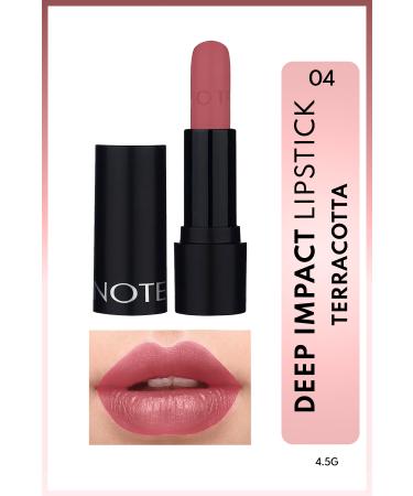 Note Cosmetics Deep Impact Lipstick Creamy Texture Semi-Glossy Lipstick 04 Terracotta - Pink