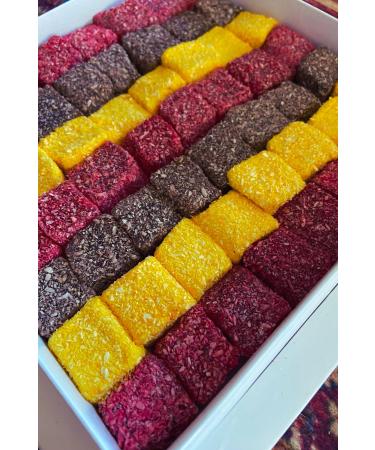Birsalk m Fruit Pulp & K me Rainbow Mixed Turkish Delight Package 500 Grams (Lemon Coffee and Zest) - Buy Online on GoSupps.com