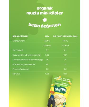 Humm Organic Organic Gluten Free Vegan Banana Mini Cubes 30g X 3 Pieces - Buy Online on GoSupps.com