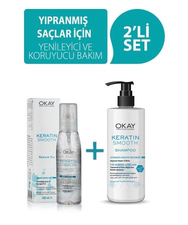 OKAYPROFESSIONNEL Keratin Smooth Shampoo 500 Ml + Care Oil 125 Ml