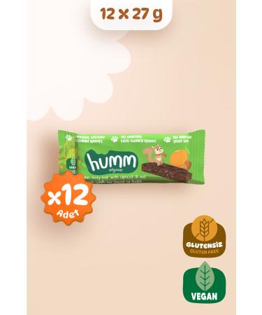 Humm Organic Organic Vegan Apricot Hazelnut Oatmeal Bar 27g X 12 Pieces