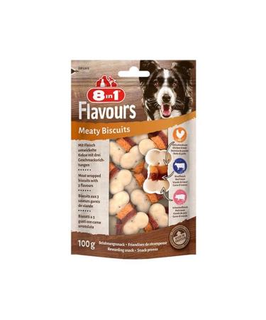 8in1 Flavours Meaty Biscuits Crunchy Dog Treats 100 gr - Petshopundan