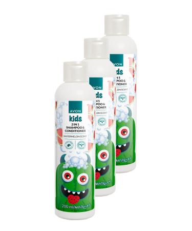 Avon Kids 2 in 1 Watermelon Scented Children's Hair Conditioner and Shampoo 200 Ml. Triple Set