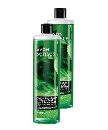 Avon Senses Sage and Sandalwood Scented Men's Hair and Body Shampoo 500 Ml. Set of Two