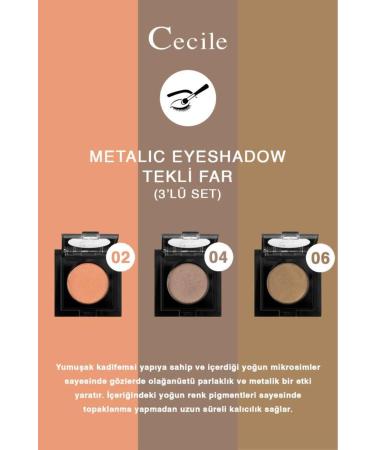 Cecile Intense Pigmented Warm-Cold Colors Metallic Eyeshadow Nude Series 02-04-06